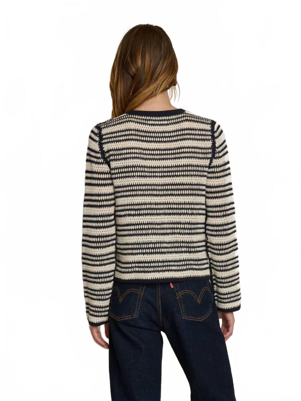 NEW NATION LTD courtney crochet cardigan in seascape stripe - Picture 3 of 6